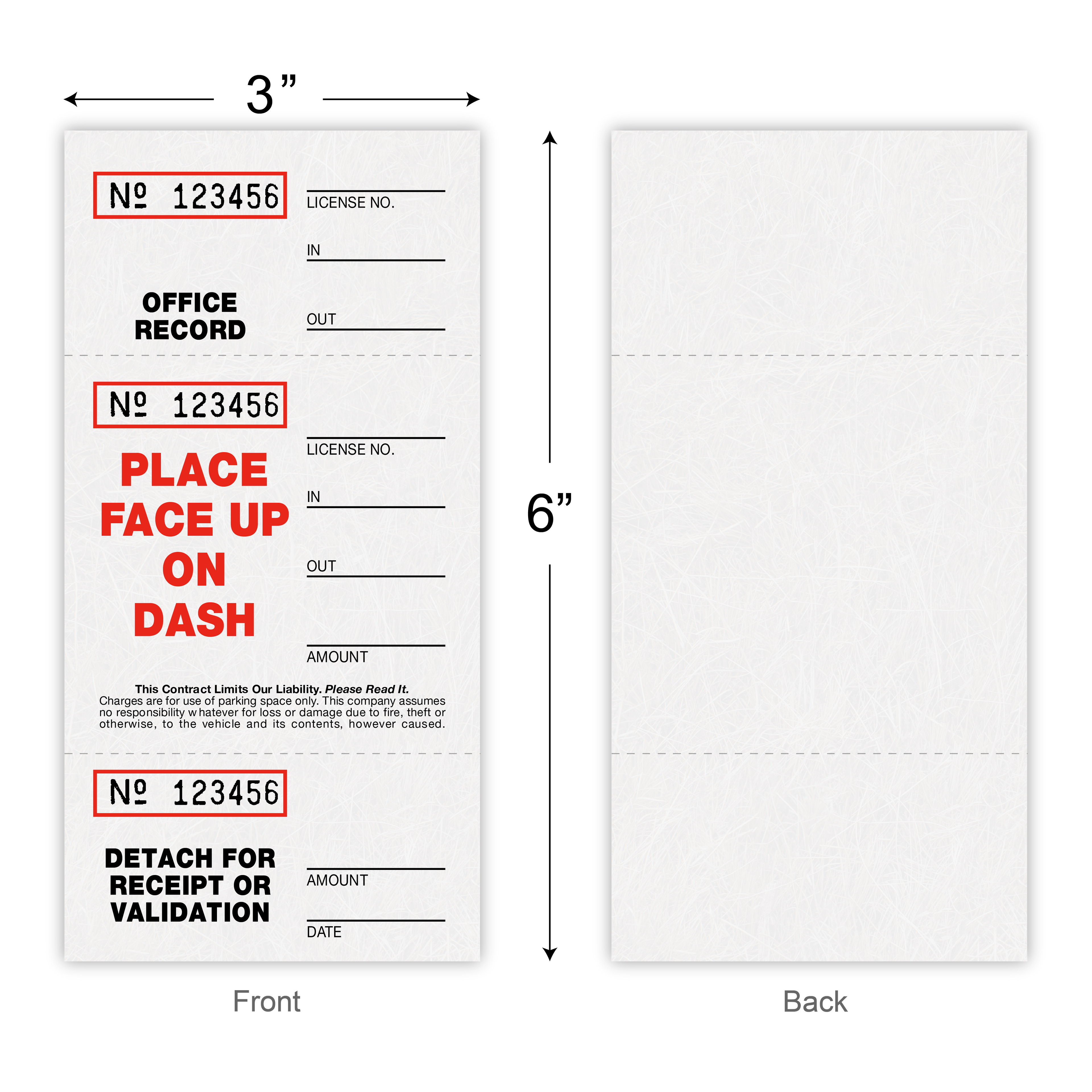 Parking Tickets (Valet / Flat, 3-Part)