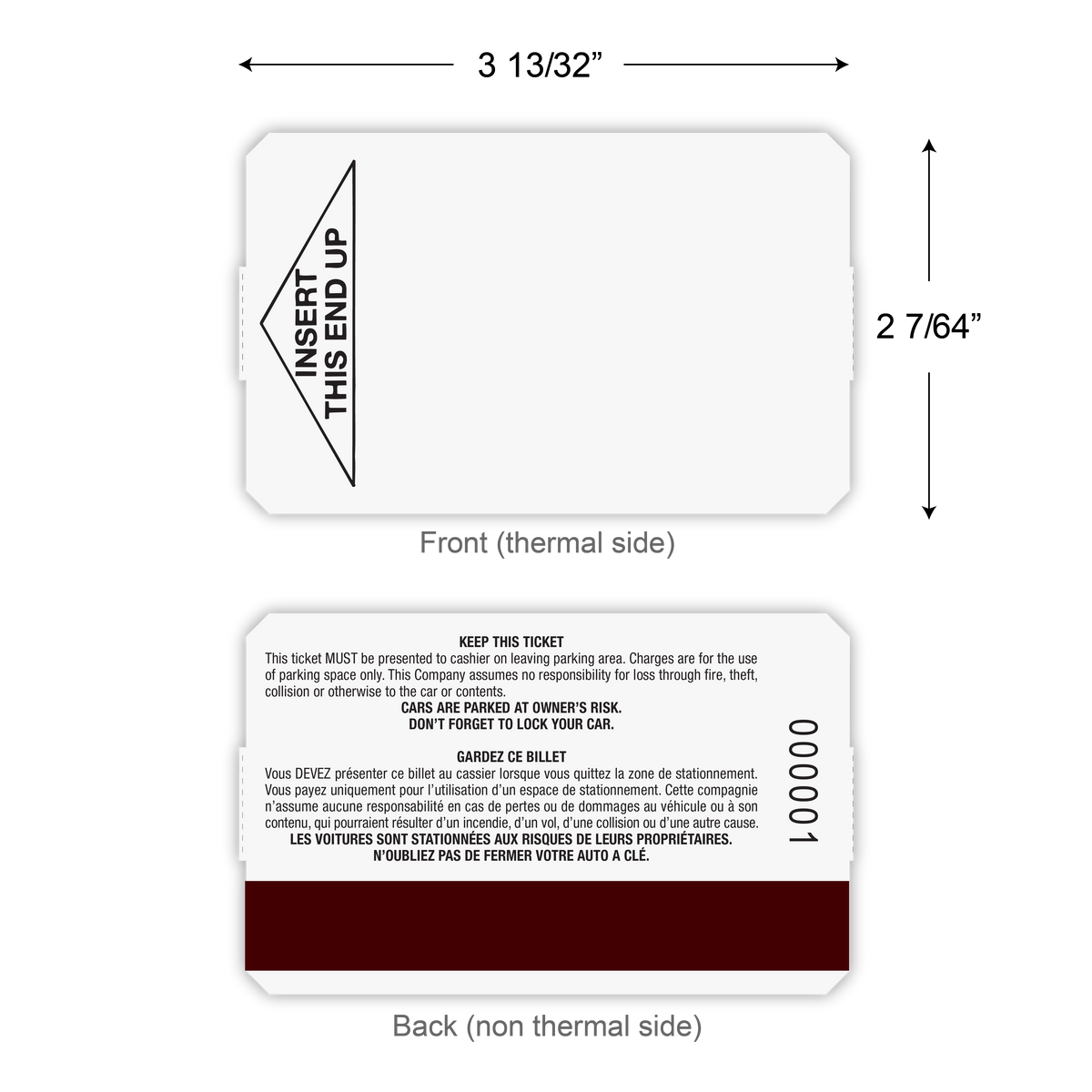 Zeag Thermal Parking Ticket (Magstripe with Disclaimer)| Canada