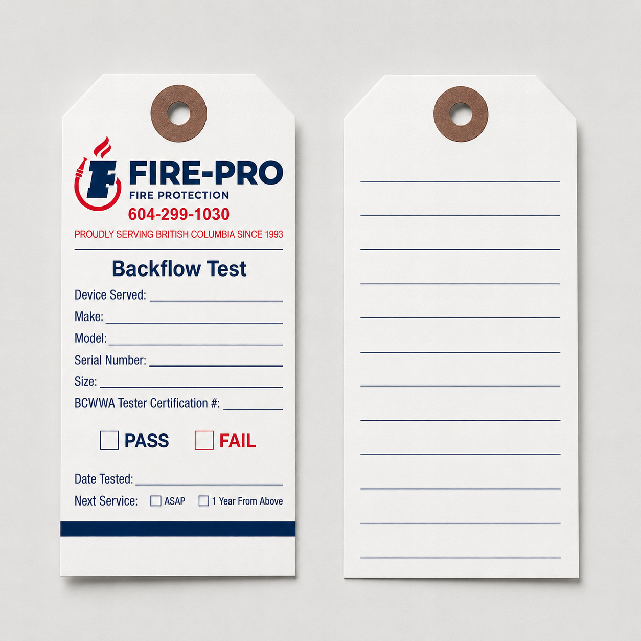 Custom Backflow Tags