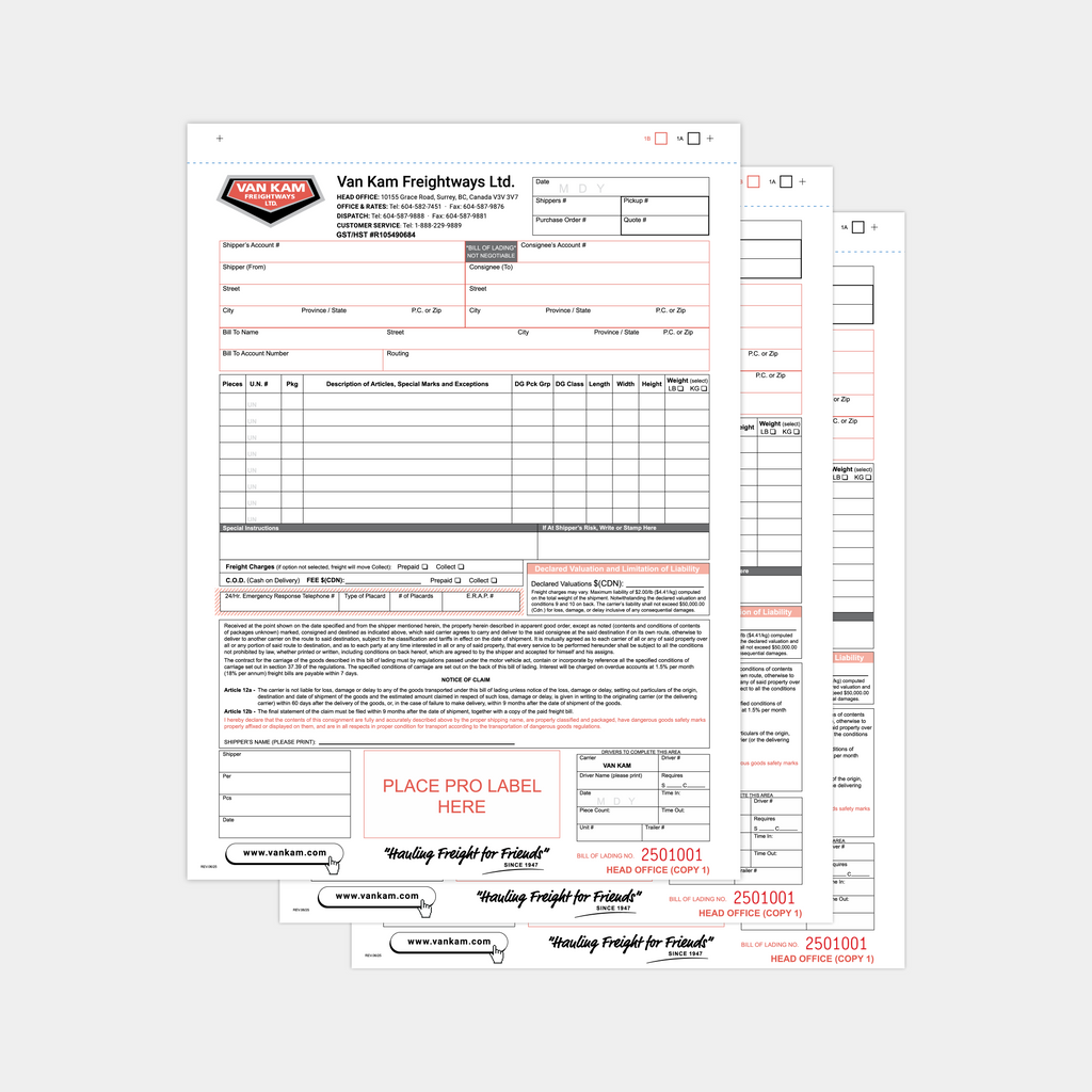 Custom BOLs & NCR Forms