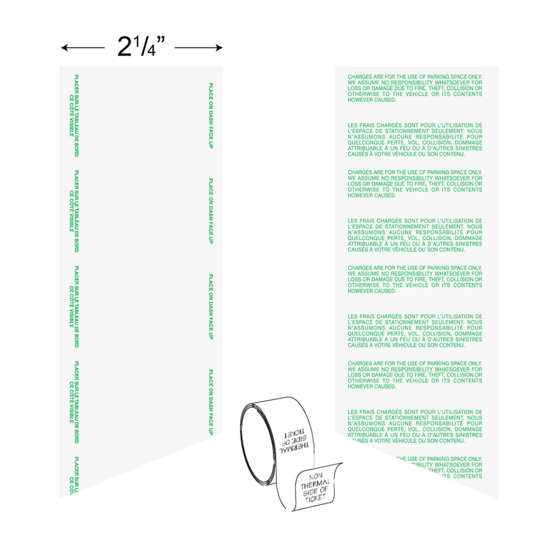 Cale / MacKay Thermal Parking Rolls - Bilingual White (Pay & Display)